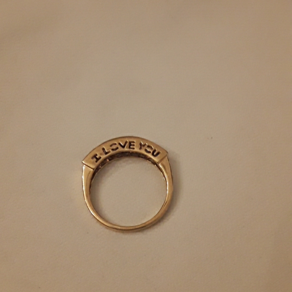 10K solid gold "I Love You" amethyst ring - Picture 2 of 5